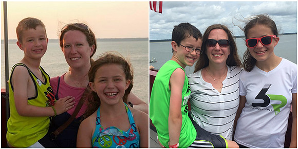Jess and kids on Lighthouse HHI