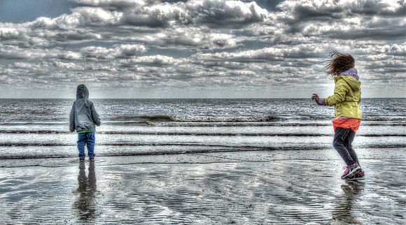 Kids on Coligny Beach HDR
